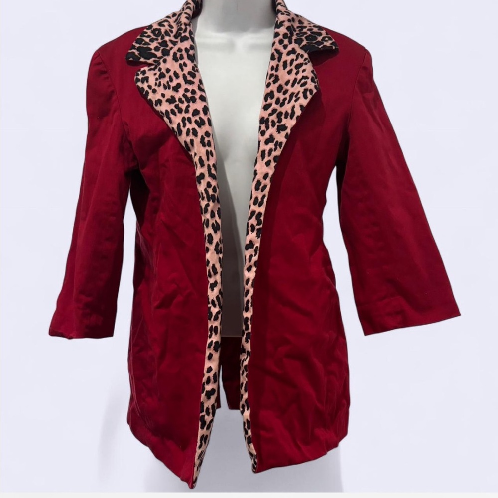 Stylish Red Leopard Lined Women's Jacket
